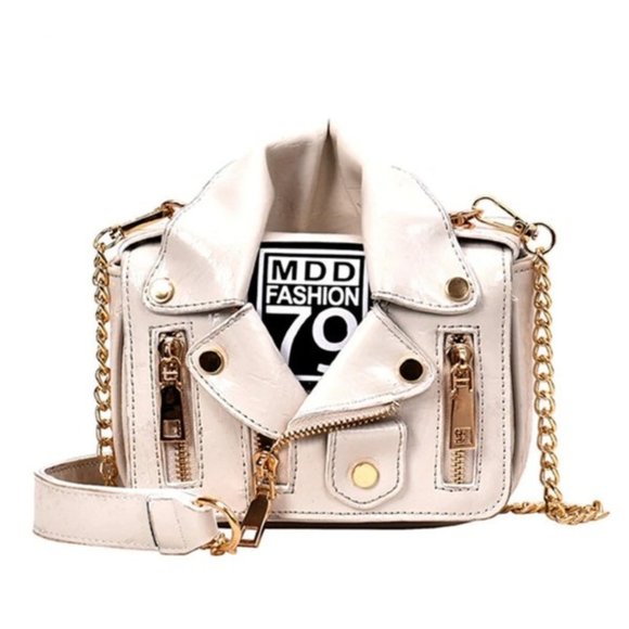 Trunkstar Handbags - Leather Jacket / Biker Handbag Purse- White